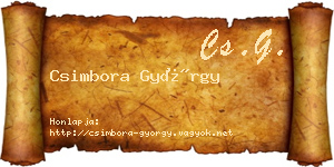 Csimbora György névjegykártya